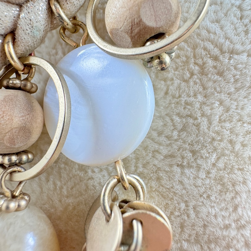 Chicos Elegant Gold and Cream Statement Necklace - Picture 7 of 13